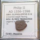 #M596# Italian medieval coin issued under Philip II of Messina, 1556-1598 AD