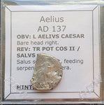 #M755# Rare Roman silver denarius coin of Aelius from 137 AD