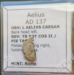 #M742# Rare Roman silver denarius coin of Aelius from 137 AD