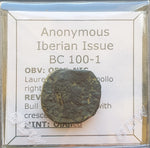 #M607# Anonymous Iberian Greek City Issue Bronze Coin of Obulco from 100-1 BC