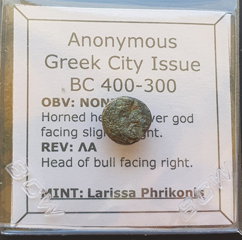 #M638# Anonymous Greek City Issue Bronze Coin of Larissa Phrikonis, 400-300 BC