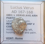 #M736# Roman silver denarius coin of Lucius Verus from 167-168 AD