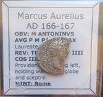 #M733# Roman silver denarius coin of Marcus Aurelius from 166-167 AD