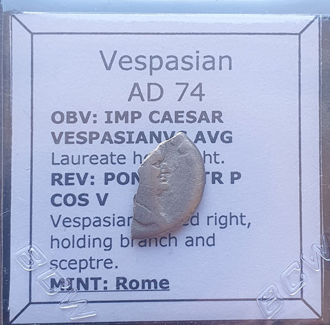 #M768# Roman silver denarius coin of Vespasian from 74 AD