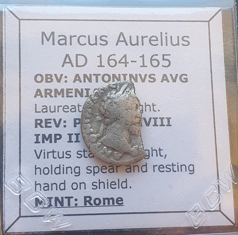 #M726# Roman silver denarius coin of Marcus Aurelius from 164-165 AD