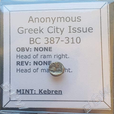 #M442# Silver Anonymous Greek city issue obol coin from Kebren, 387-310 BC