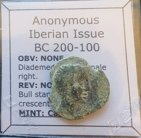#M522# Anonymous Iberian Greek City Issue Bronze Coin of Castulo from 200-100 BC