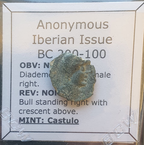 #M523# Anonymous Iberian Greek City Issue Bronze Coin of Castulo from 200-100 BC