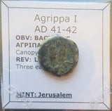 #I119# Roman-Judean Bronze coin of Agrippa I from 41-42 AD