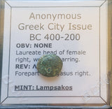 #M643# Anonymous Greek City Issue Bronze Coin of Lampsakos from 400-200 BC