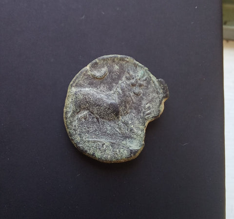 #M521# Anonymous Iberian Greek City Issue Bronze Coin of Castulo from 200-100 BC