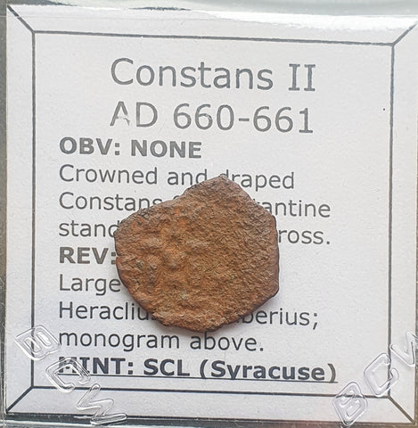 #M627# Rare Byzantine Follis coin of Constans II from 660-661 AD