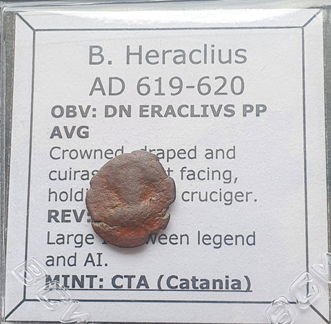 #m625# Rare Byzantine barbarous Decanummium coin of Heraclius from 619-620 AD