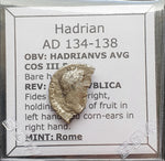 #M801# Roman silver denarius coin of Hadrian from 134-138 AD