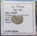 #M8238# Roman Republican silver quinarius coin of Q, Titius from 90 BC