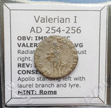 #M820# Roman silver Antoninianus coin of Valerian I, minted in 254-256 AD