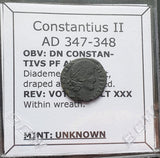 #M173# Roman Bronze coin issued by Constantius II from 347-348 AD