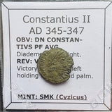 #M154# Rare Roman Bronze coin issued by Constantius II from 345-347 AD