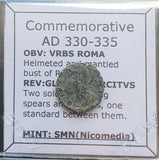 #M867# Commemorative Roman Bronze coin issued by Constantine I from 330-335 AD