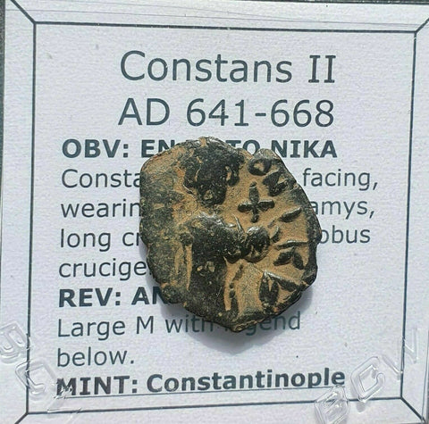 #h247# Byzantine Follis coin of Constans II from 641-668 AD (Constantinople)