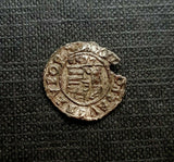 #f196# Hungarian silver fouree denar coin of Maximilian II from 1577 AD