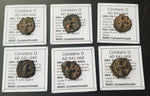 Individual Byzantine Follis coins of Emperor Constans II from 641-668 AD