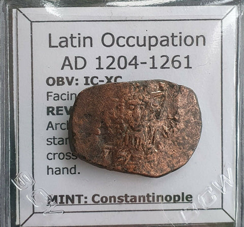 #h955# Byzantine Trachy coin from Latin Occupation of Constantinople 1204-1261