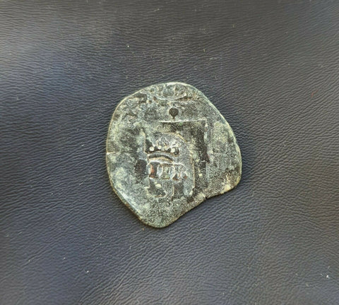 #I269# Spanish Countermarked 4 maravedis coin of Philip IV, 1655 AD