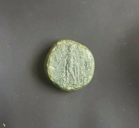 #g287# Greek bronze ae15 coin from Seleucid King Antiochus III, 222-187 BC