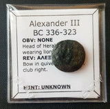 #f947# Greek bronze ae17 coin from Macedonian King Alexander III from 336-323 BC