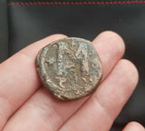 #h291# Byzantine Follis coin of Justinian I from 582-602 AD (Constantinople)