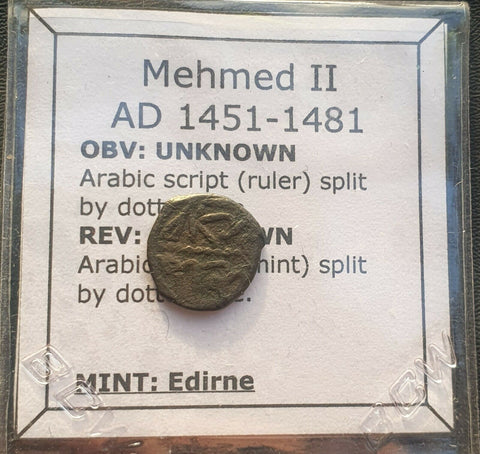 #k792# Ottoman copper Mangir coin of Mehmed II from 1451-1481 AD