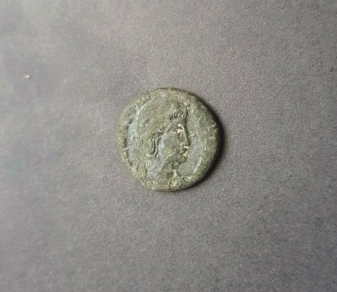 #f605# Small Roman bronze coin of Theodora from 337-340 AD