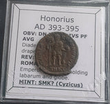 #h893# Roman Bronze coin issued by Honorius from 393-395 AD