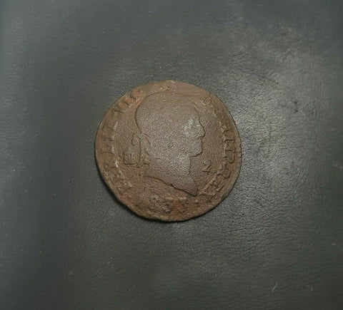 #k139# Spanish Medieval 2 maravedis coin of Ferdinand VII from 1833 AD