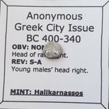 #i538# Anonymous silver Greek  Hemiobol from Halikarnassos or Kasolaba, 400 BC