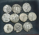 Identified Roman Silver Denarius Coins from BC 100-250 AD